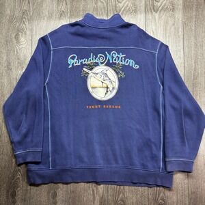 Men's Tommy Bahama Relax 1/4 Zip Sweater Blue Size 1XB Paradise Nation